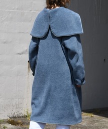 リブフードビッグシルエット異素材コンビロングコート ライナーボアコート(ユニセックス)BRUSHED RIB HOOD LONG COAT