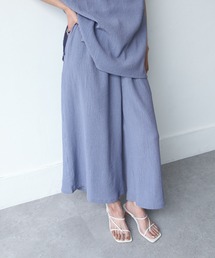 楊柳ギャザーフレアワイドパンツ