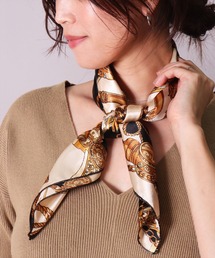 (CR)【ユニセックス】馬車 柄 プリント スカーフ[70cm×70cm]