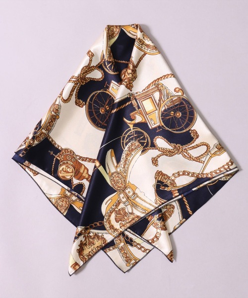 BAYBLO（ベイブロ）の「(CR)【ユニセックス】馬車 柄 プリント スカーフ[70cm×70cm]（バンダナ/スカーフ・レディース・グレー/ネイビー/レッド/ブラック/ブラウン・ONE SIZE）」の12枚目の写真