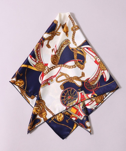 BAYBLO（ベイブロ）の「(CR)【ユニセックス】馬車 柄 プリント スカーフ[70cm×70cm]（バンダナ/スカーフ・レディース・グレー/ネイビー/レッド/ブラック/ブラウン・ONE SIZE）」の13枚目の写真