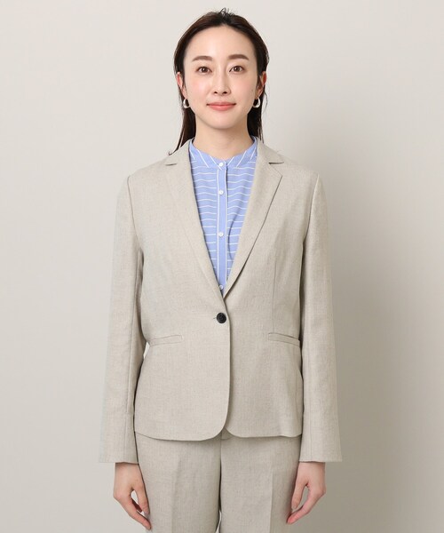 UNTITLED（アンタイトル）の「◆【清涼感／通勤】リネン調 テーラードジャケット（テーラードジャケット・レディース・ブラック/ライトベージュ・44/46/48/42/00/01/02/03/04/50）」の4枚目の写真