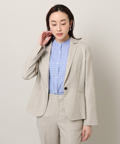UNTITLED（アンタイトル）の「◆【清涼感／通勤】リネン調 テーラードジャケット（テーラードジャケット・レディース・ブラック/ライトベージュ・44/46/48/42/00/01/02/03/04/50）」の12枚目の写真