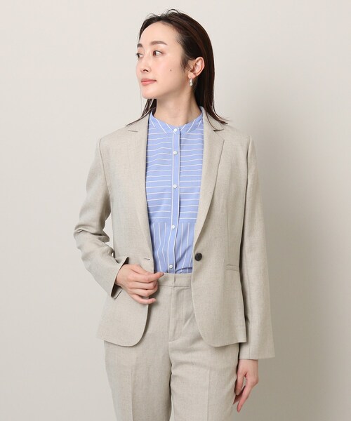 UNTITLED（アンタイトル）の「◆【清涼感／通勤】リネン調 テーラードジャケット（テーラードジャケット・レディース・ブラック/ライトベージュ・44/46/48/42/00/01/02/03/04/50）」の13枚目の写真