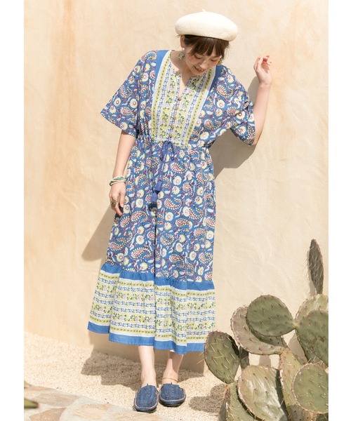 チャイハネ（チャイハネ）の「【チャイハネ】ディディサブロックプリントワンピース（ワンピース・レディース・ホワイト/レッド/ブルー・FREE）」の17枚目の写真