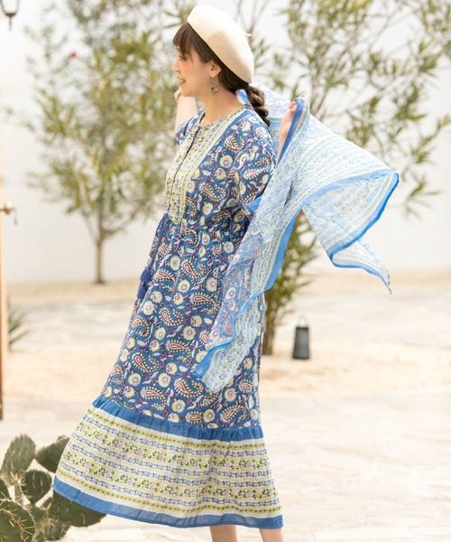 チャイハネ（チャイハネ）の「【チャイハネ】ディディサブロックプリントワンピース（ワンピース・レディース・ホワイト/レッド/ブルー・FREE）」の18枚目の写真