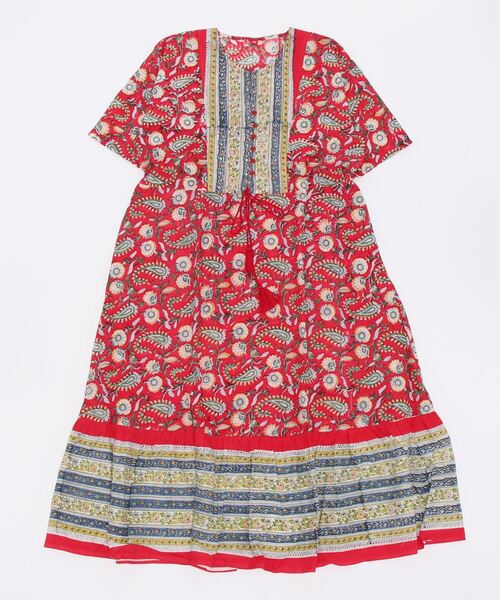 チャイハネ（チャイハネ）の「【チャイハネ】ディディサブロックプリントワンピース（ワンピース・レディース・ホワイト/レッド/ブルー・FREE）」の4枚目の写真