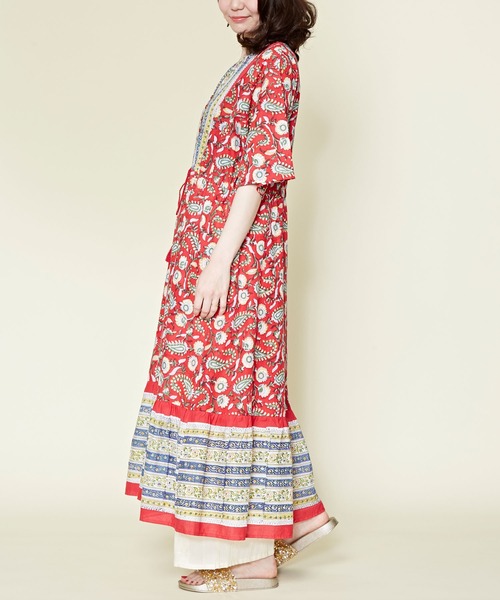 チャイハネ（チャイハネ）の「【チャイハネ】ディディサブロックプリントワンピース（ワンピース・レディース・ホワイト/レッド/ブルー・FREE）」の7枚目の写真