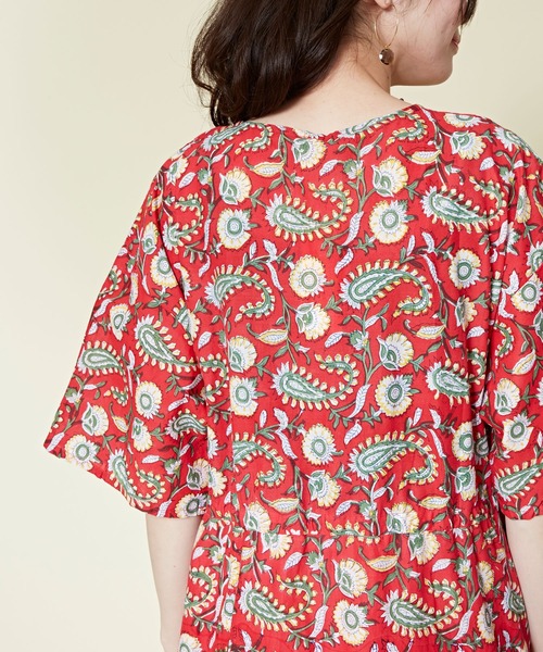 チャイハネ（チャイハネ）の「【チャイハネ】ディディサブロックプリントワンピース（ワンピース・レディース・ホワイト/レッド/ブルー・FREE）」の9枚目の写真