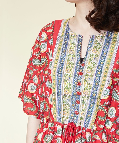 チャイハネ（チャイハネ）の「【チャイハネ】ディディサブロックプリントワンピース（ワンピース・レディース・ホワイト/レッド/ブルー・FREE）」の11枚目の写真