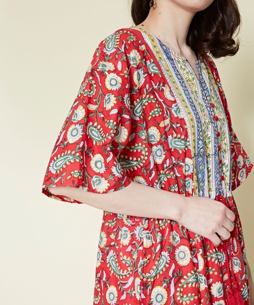 チャイハネ（チャイハネ）の「【チャイハネ】ディディサブロックプリントワンピース（ワンピース・レディース・ホワイト/レッド/ブルー・FREE）」の12枚目の写真