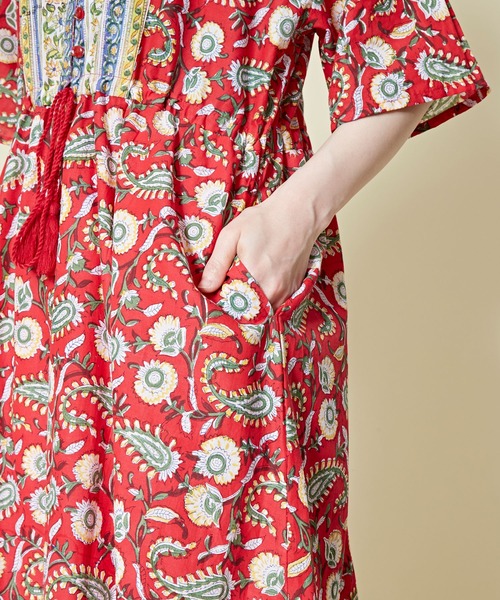 チャイハネ（チャイハネ）の「【チャイハネ】ディディサブロックプリントワンピース（ワンピース・レディース・ホワイト/レッド/ブルー・FREE）」の14枚目の写真