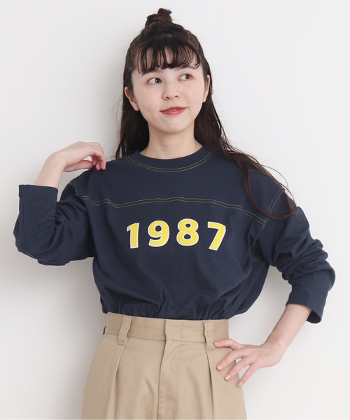 CHILD WOMAN(チャイルドウーマン)の「オーガニック天竺 1987フェルト刺繍Tシャツ(Tシャツ/カットソー・レディース・アイボリー/ネイビー/ピンク・FREE)」の21枚目の写真