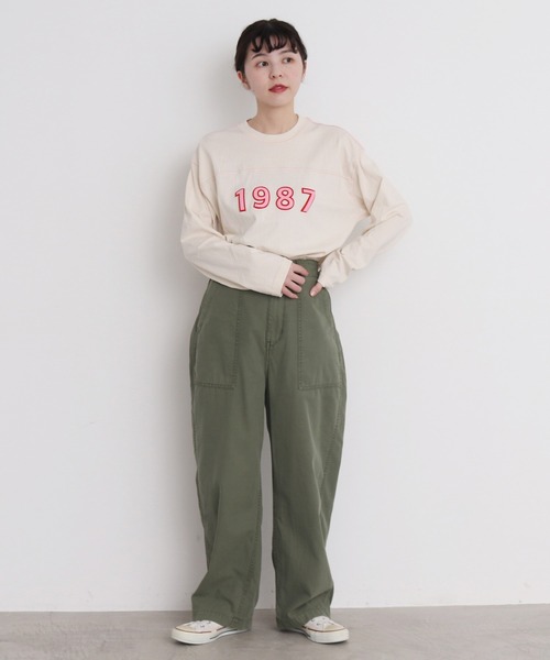 CHILD WOMAN(チャイルドウーマン)の「オーガニック天竺 1987フェルト刺繍Tシャツ(Tシャツ/カットソー・レディース・アイボリー/ネイビー/ピンク・FREE)」の8枚目の写真