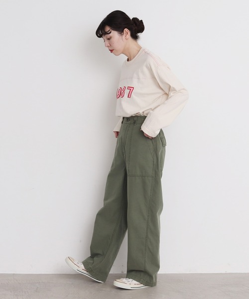 CHILD WOMAN(チャイルドウーマン)の「オーガニック天竺 1987フェルト刺繍Tシャツ(Tシャツ/カットソー・レディース・アイボリー/ネイビー/ピンク・FREE)」の9枚目の写真