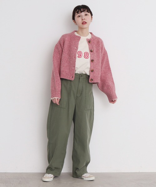 CHILD WOMAN(チャイルドウーマン)の「オーガニック天竺 1987フェルト刺繍Tシャツ(Tシャツ/カットソー・レディース・アイボリー/ネイビー/ピンク・FREE)」の12枚目の写真