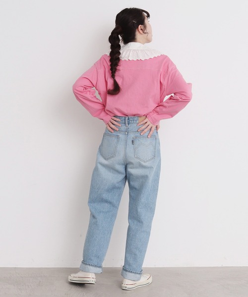 CHILD WOMAN(チャイルドウーマン)の「オーガニック天竺 1987フェルト刺繍Tシャツ(Tシャツ/カットソー・レディース・アイボリー/ネイビー/ピンク・FREE)」の20枚目の写真