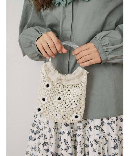 merry jenny（メリージェニー）の「おはな咲いたメッシュbag（ハンドバッグ・レディース・オフホワイト/ブラック/ベージュ・FREE）」の5枚目の写真