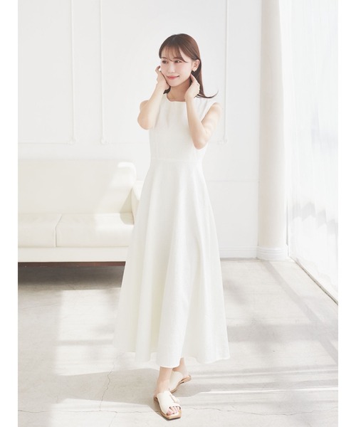 HALUHIROINE（ハルヒロイン）の「フィットアンドフレアワンピース（ドレス・レディース・オフホワイト/ダークネイビー・FREE）」の17枚目の写真