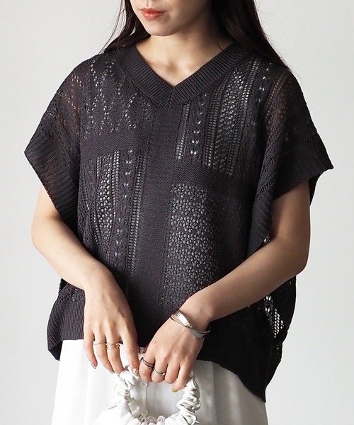 Riberry(リベリー)の「透かし編みニットベスト(ベスト・レディース・スミクロ/ライトベージュ・FREE)」の14枚目の写真