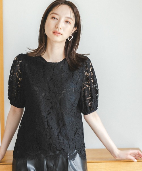 Andemiu（アンデミュウ）の「スカラレースブラウス298515（シャツ/ブラウス・レディース・ブラック/オフホワイト/ベージュ・FREE）」の3枚目の写真