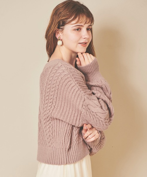 31 Sons de mode（トランテアン　ソン　ドゥ　モード）の「ミニ丈ケーブルカーディガン（カーディガン/ボレロ・レディース・オフホワイト/ライトグリーン/モカ・36）」の11枚目の写真