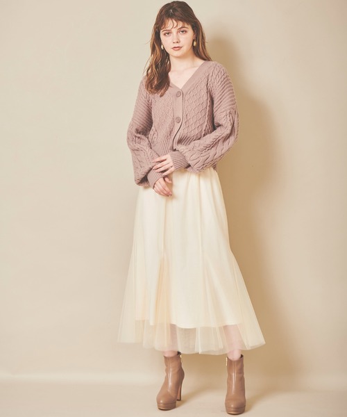 31 Sons de mode（トランテアン　ソン　ドゥ　モード）の「ミニ丈ケーブルカーディガン（カーディガン/ボレロ・レディース・オフホワイト/ライトグリーン/モカ・36）」の8枚目の写真