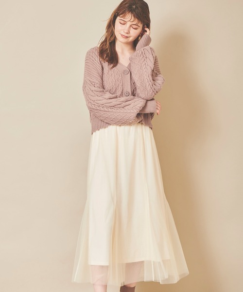 31 Sons de mode（トランテアン　ソン　ドゥ　モード）の「ミニ丈ケーブルカーディガン（カーディガン/ボレロ・レディース・オフホワイト/ライトグリーン/モカ・36）」の15枚目の写真