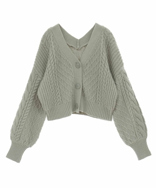 31 Sons de mode（トランテアン　ソン　ドゥ　モード）の「ミニ丈ケーブルカーディガン（カーディガン/ボレロ・レディース・オフホワイト/ライトグリーン/モカ・36）」の20枚目の写真
