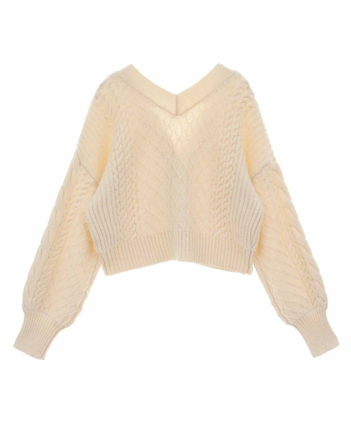 31 Sons de mode（トランテアン　ソン　ドゥ　モード）の「ミニ丈ケーブルカーディガン（カーディガン/ボレロ・レディース・オフホワイト/ライトグリーン/モカ・36）」の10枚目の写真