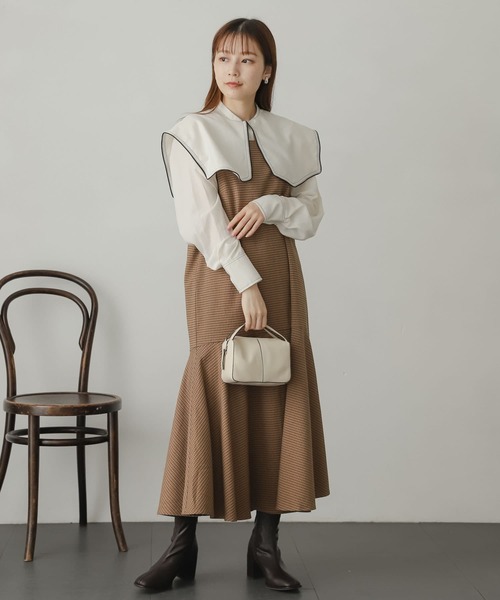 SENSE OF PLACE by URBAN RESEARCH（センスオブプレイスバイアーバンリサーチ）の「マーメイドジャンパースカート（ジャンパースカート・レディース・ブラウン/アイボリー/オレンジ系その他・ONE）」の8枚目の写真