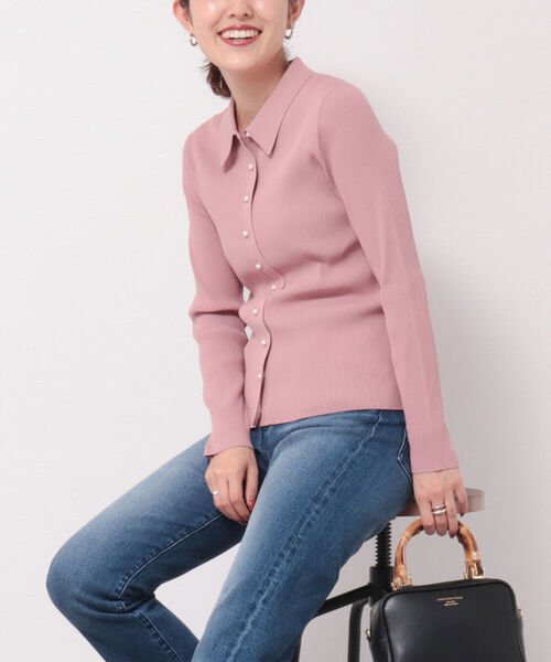 NOLLEY’S（ノーリーズ）の「パール釦 衿付きリブカーディガン（カーディガン/ボレロ・レディース・ブラック/ピンク/アイボリー・38）」の14枚目の写真