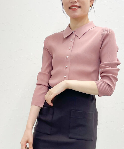 NOLLEY’S（ノーリーズ）の「パール釦 衿付きリブカーディガン（カーディガン/ボレロ・レディース・ブラック/ピンク/アイボリー・38）」の19枚目の写真