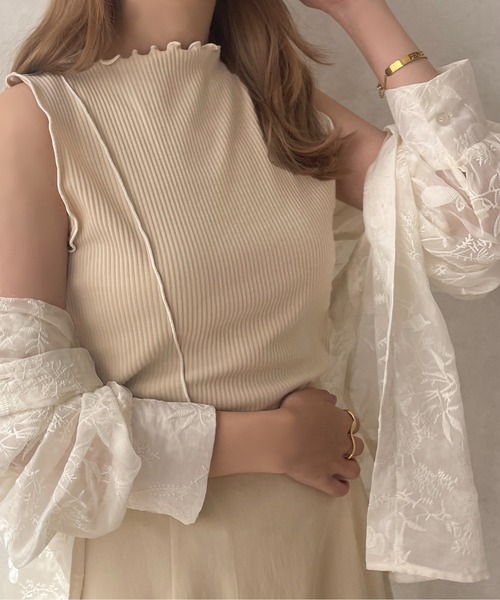 apres jour clair（アプレジュールクレア）の「【apres jour clair】アシメメローリブカットタンク【ZOZOTOWN限定アイテム】（タンクトップ・レディース・アイボリー/ライトベージュ/ベージュ・X-LARGE/フリー）」の12枚目の写真