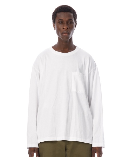 Sandinista(サンディニスタ)の「Slit Pocket L-S Tee / スリット入り長袖ポケットTシャツ(Tシャツ/カットソー・メンズ・ダークグリーン/ホワイト/ブラック/モカ・SMALL/MEDIUM/LARGE)」の2枚目の写真