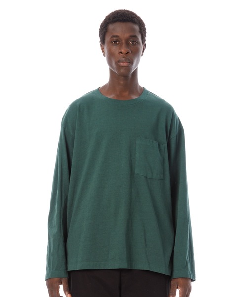 Sandinista(サンディニスタ)の「Slit Pocket L-S Tee / スリット入り長袖ポケットTシャツ(Tシャツ/カットソー・メンズ・ダークグリーン/ホワイト/ブラック/モカ・SMALL/MEDIUM/LARGE)」の4枚目の写真