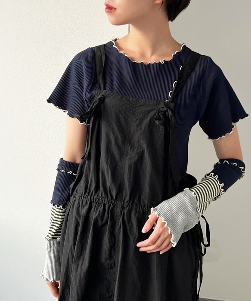 kutir（クティール）の「【SETUP可】テレコメロートップス（Tシャツ/カットソー・レディース・ホワイト/ブラック/ネイビー/カーキ・FREE）」の4枚目の写真