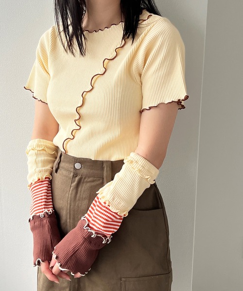 kutir（クティール）の「【SETUP可】テレコメロートップス（Tシャツ/カットソー・レディース・ホワイト/ブラック/ネイビー/カーキ・FREE）」の5枚目の写真