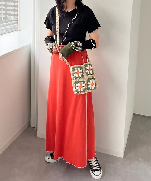 kutir（クティール）の「【SETUP可】テレコメロートップス（Tシャツ/カットソー・レディース・ホワイト/ブラック/ネイビー/カーキ・FREE）」の12枚目の写真