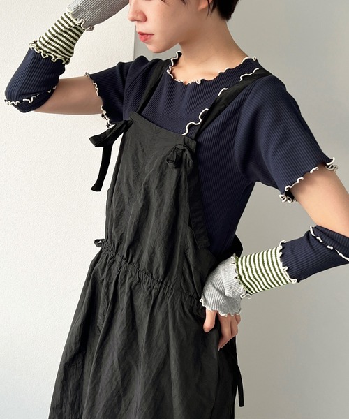 kutir（クティール）の「【SETUP可】テレコメロートップス（Tシャツ/カットソー・レディース・ホワイト/ブラック/ネイビー/カーキ・FREE）」の17枚目の写真