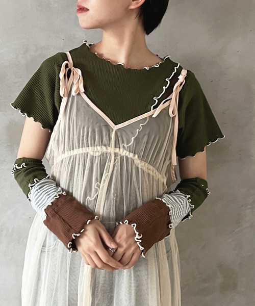 kutir（クティール）の「【SETUP可】テレコメロートップス（Tシャツ/カットソー・レディース・ホワイト/ブラック/ネイビー/カーキ・FREE）」の13枚目の写真