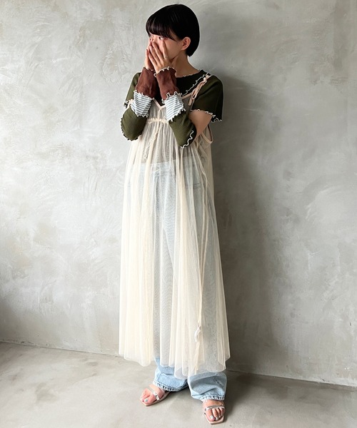 kutir（クティール）の「【SETUP可】テレコメロートップス（Tシャツ/カットソー・レディース・ホワイト/ブラック/ネイビー/カーキ・FREE）」の14枚目の写真