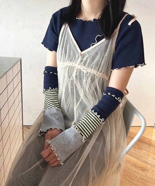 kutir（クティール）の「【SETUP可】テレコメロートップス（Tシャツ/カットソー・レディース・ホワイト/ブラック/ネイビー/カーキ・FREE）」の19枚目の写真