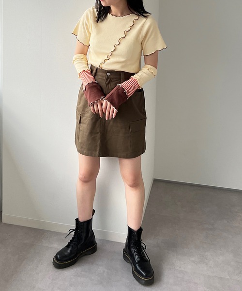 kutir（クティール）の「【SETUP可】テレコメロートップス（Tシャツ/カットソー・レディース・ホワイト/ブラック/ネイビー/カーキ・FREE）」の6枚目の写真