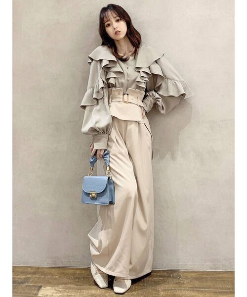 dazzlin（ダズリン）の「ウエストペプラムワイドパンツ（その他パンツ・レディース・ブラウン/ベージュ/パープル・SMALL/MEDIUM）」の14枚目の写真