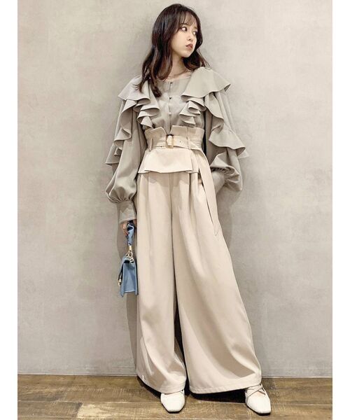 dazzlin（ダズリン）の「ウエストペプラムワイドパンツ（その他パンツ・レディース・ブラウン/ベージュ/パープル・SMALL/MEDIUM）」の10枚目の写真