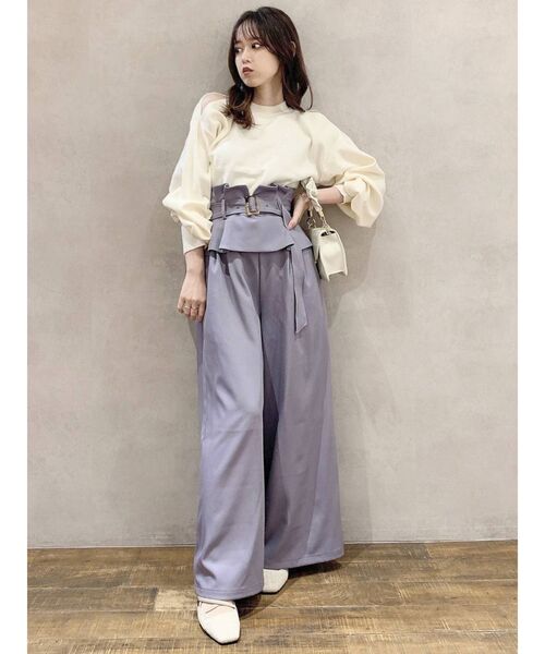 dazzlin（ダズリン）の「ウエストペプラムワイドパンツ（その他パンツ・レディース・ブラウン/ベージュ/パープル・SMALL/MEDIUM）」の6枚目の写真
