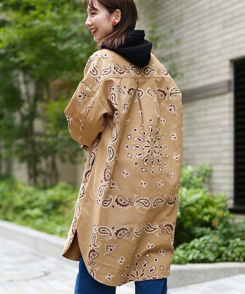 チチカカ（チチカカ）の「ビッグバンダナシャツワンピース（シャツワンピース・レディース・ネイビー/アイボリー/ベージュ・FREE）」の6枚目の写真