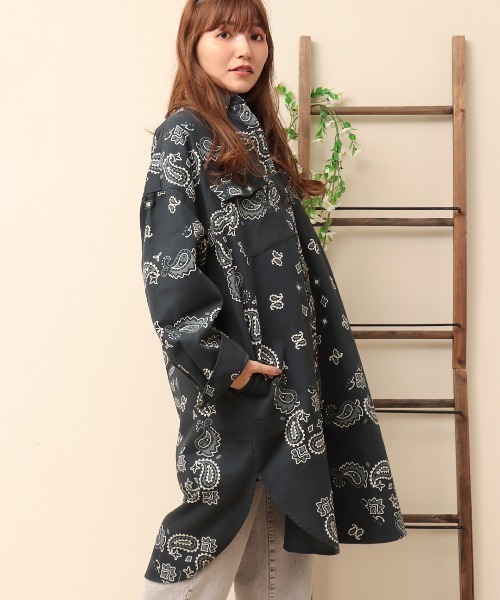 チチカカ（チチカカ）の「ビッグバンダナシャツワンピース（シャツワンピース・レディース・ネイビー/アイボリー/ベージュ・FREE）」の8枚目の写真