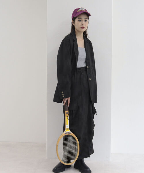 onulsoha(オヌルソハ)の「ストライプルーズジャケット(テーラードジャケット・レディース・ブラック系その他3/ベージュ系その他3・38)」の2枚目の写真